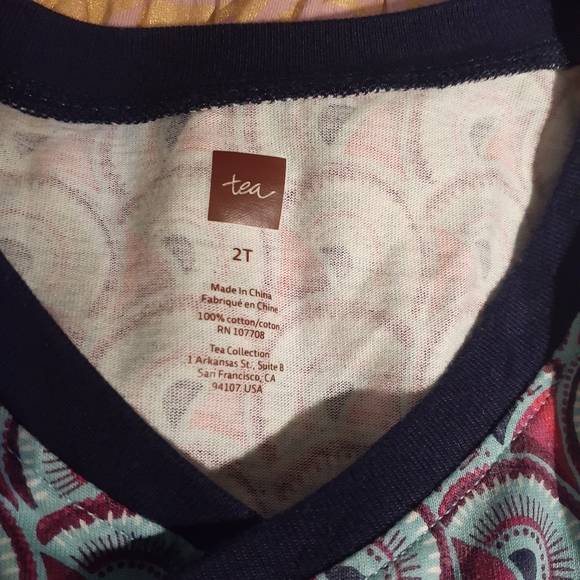 NWOT Tea Blue & Pink Fan Design Dress - Picture 5 of 5